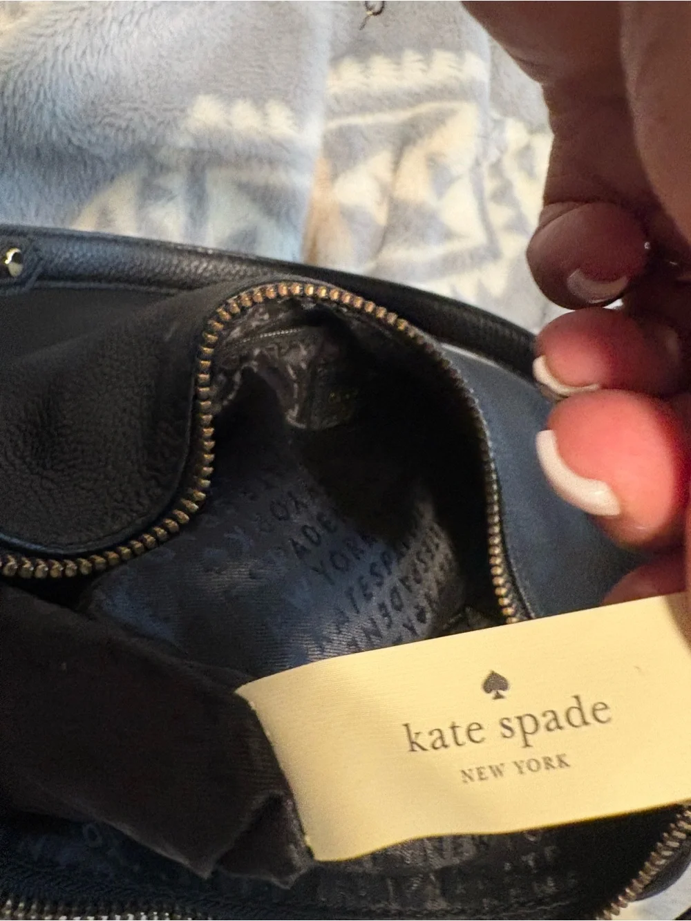 kate spade Black Pebbled Leather Shoulder Bag with Gold Hardware